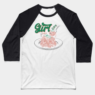 Girl Eating Spaghetti Baseball T-Shirt